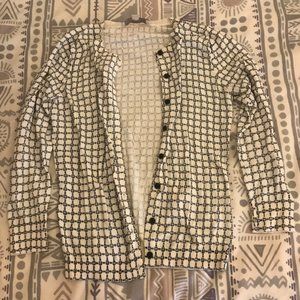 LOFT 3/4 Sleeve Geometric Print Cardigan (XXS)
